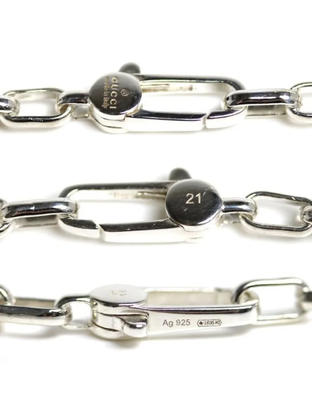 Gucci 925 Sterling Silver Interlocking G Bracelet 21